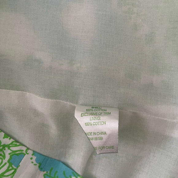 Lilly Pulitzer Janice Blue, Green, and White Shift Dress w/ Gold Embroidery - Picture 6 of 6